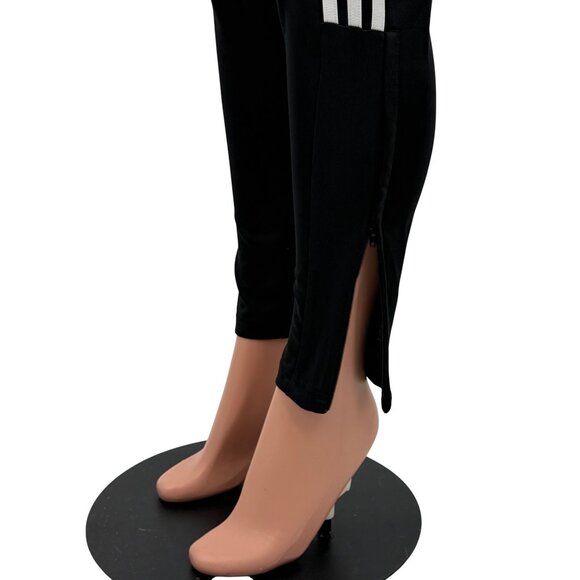 Adidas Black Striped Zip Ankle Cargo Pocket Jogger Pants S| Athleisure Sporty - Picture 6 of 15